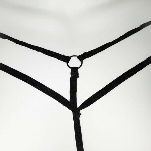 Black Cute Strappy Harness Cage Bra Bralette - Picture 3 of 5